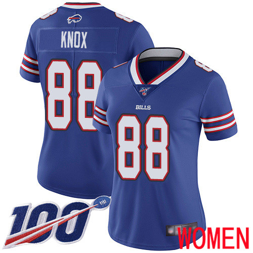Women Buffalo Bills #88 Dawson Knox Royal Blue Team Color Vapor Untouchable Limited Player 100th Season NFL Jersey